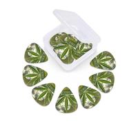 Guitar Picks Set of 12 with Storage Case Weed Marijuana Guitar Plectrums for Acoustic Electric Bass Guitar 0.46mm 0.71mm 0.96mm Thin Medium Heavy Guitar Picks for Beginners & Musicians