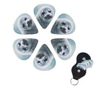 Guitar Picks Set of 6, 3 Layers Guitar Picks with Storage Box, Harp Seal, Wallpaper, Acoustic Guitar Picks for Bass, Electric Ukulele