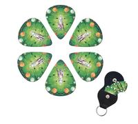 Guitar Picks Set of 6 Acoustic Electric Guitar Picks Thin Medium Heavy Handmade Space Rocket Green Circle Guitar Picks for Acoustic Guitar Bass Ukulele Gift for