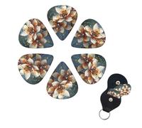 Guitar Picks Set of 6 Acoustic Guitar Picks Electric Thin Medium Heavy Handmade Modern Flower Guitar Picks for Acoustic Guitars Gift for Acoustic Guitar Lovers