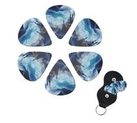 Guitar Picks Set of 6 Acoustic Guitar Picks for Electric Guitar Thin, Medium, Heavy Handmade Blue Castle Moon Guitar Picks Guitar Picks Bass Ukulele for Acoustic Guitar Lovers