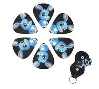 Guitar Picks Set of 6 Blue Eyes Rabbit Guitar Picks with Storage Box Organizer for Custom Guitars for Men Women Guitar Accessories Ukulele for
