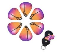 Guitar Picks Set of 6 Guitar Picks Acoustic Electric Thin Medium Heavy Handmade Eiffel Tower Sunset Guitar Picks for Guitar, Bass, Ukulele, Great Gift for Guitar Lovers