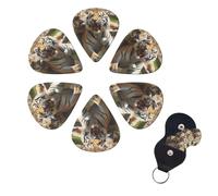 Guitar Picks Set of 6 Guitar Picks Acoustic Electric Thin Medium Heavy Handmade Playful Tiger Shape Bass Ukulele Guitar Picks for Acoustic Guitar Lovers Gift for Guitar Picks