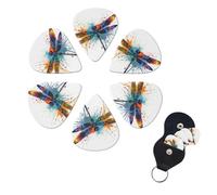 Guitar Picks Set of 6 Guitar Picks for Acoustic, Electric Guitar, Thin, Medium/Heavy Handmade, Splash Paint, Dragonfly, Guitar Picks, Bass, Ukulele, Guitar Picks for Guitar Lovers