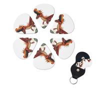 Guitar Picks Set of 6 Guitar Picks for Acoustic Electric Thin Medium Heavy Handmade Pterodactyl Dinosaur Bass Ukulele Guitar Picks for Acoustic Guitar Lovers Gift for Guitar Picks