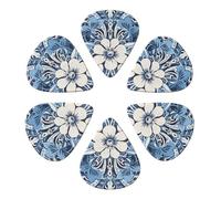 Guitar Picks Set of 6 Light Indigo Traditional Pattern Guitar Picks for Acoustic Guitars Violin Ukulele Bass