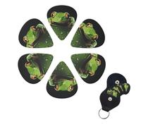 Guitar Picks Set of 6 Tree Frog Print Guitar Picks with Storage Box Organizer for Custom Guitars for Men Women Guitar Accessory Ukulele for Guitar
