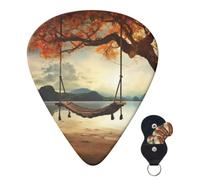 Guitar Picks Set of 6 with Storage Bag Autumn Swing and Tree Guitar Plectrums for Acoustic Electric Bass Guitar 0.46mm/0.71mm/0.96mm Thin Medium Heavy Guitar Picks for Beginners & Musicians