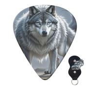 Guitar Picks Set of 6 with Storage Bag Fantasy Wolf Guitar Plectrums for Acoustic Electric Bass Guitar 0.46mm/0.71mm/0.96mm Thin Medium Heavy Guitar Picks for Beginners & Musicians