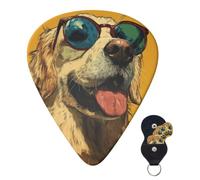 Guitar Picks Set of 6 with Storage Bag Funny Golden Retriever Guitar Plectrums for Acoustic Electric Bass Guitar 0.46mm/0.71mm/0.96mm Thin Medium Heavy Guitar Picks for Beginners & Musicians