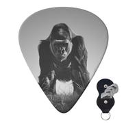Guitar Picks Set of 6 with Storage Bag Gorilla in the Grass Guitar Plectrums for Acoustic Electric Bass Guitar 0.46mm/0.71mm/0.96mm Thin Medium Heavy Guitar Picks for Beginners & Musicians