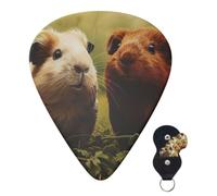 Guitar Picks Set of 6 with Storage Bag Guinea Pig on the Grass Guitar Plectrums for Acoustic Electric Bass Guitar 0.46mm/0.71mm/0.96mm Thin Medium Heavy Guitar Picks for Beginners & Musicians