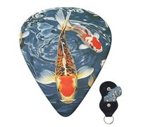 Guitar Picks Set of 6 with Storage Bag Japan Fancy Koi Carp Fishes Guitar Plectrums for Acoustic Electric Bass Guitar 0.46mm/0.71mm/0.96mm Thin Medium Heavy Guitar Picks for Beginners & Musicians