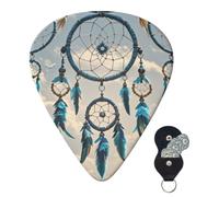 Guitar Picks Set of 6 with Storage Bag Native Dream Catcher Guitar Plectrums for Acoustic Electric Bass Guitar 0.46mm/0.71mm/0.96mm Thin Medium Heavy Guitar Picks for Beginners & Musicians