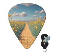 Guitar Picks Set of 6 with Storage Bag Poppies Field Yellow Brick Road Guitar Plectrums for Acoustic Electric Bass Guitar 0.46mm/0.71mm/0.96mm Thin Medium Heavy Guitar Picks for Beginners & Musicians