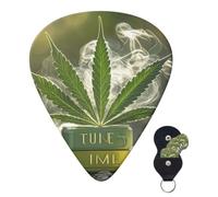 Guitar Picks Set of 6 with Storage Bag Weed Marijuana Guitar Plectrums for Acoustic Electric Bass Guitar 0.46mm/0.71mm/0.96mm Thin Medium Heavy Guitar Picks for Beginners & Musicians