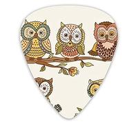 Guitar Picks Set Of Cute Hand Drawn Owls Premium Picks Sampler 12 Packs - Variety Guitar Picks Plectrums