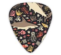 Guitar Picks Sharks Draw Art Premium Bass Picks For Electric Guitar And Bass Guitars With Three Sizes (12 Pack)