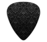 Guitar Picks Silver Skull Premium Bass Picks For Electric Guitar And Bass Guitars With Three Sizes (12 Pack)