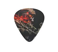 Guitar Picks Skeleton Soldier fire Flames Black Guitar Pick for Electric Bass Guitar Acoustic Guitar Lovers Gift 12 Pack with Box