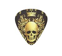 Guitar Picks Skull Gold Crown Baroque Black Guitar Pick for Electric Bass Guitar Acoustic Guitar Lovers Gift 12 Pack with Box