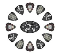 Guitar Picks Skull Middle Finger Skeleton Playing Card Bass Picks 12 Pack Thin Medium Heavy Guitar Pick For Acoustic Electric Guitars Bass Ukulele Guitar Accessories