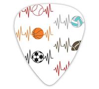 Guitar Picks Sports_Heartbeat_Bundle 12 Pieces Ukulele Picks Including 0.46 mm 0.71 mm 0.96 mm