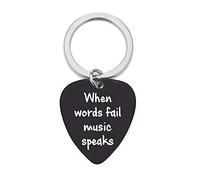Guitar Picks Stainless Steel Keychain When Words Fail Music Speaks Convenient and attractive