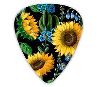 Guitar Picks Sunflowers On Black Sunflower Premium Picks Sampler Unique Guitar Gift (12 Count)