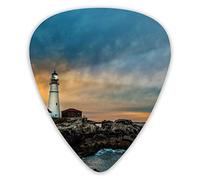 Guitar Picks Sunset Retro Lighthouse Ukulele Picks 12 Pieces Including 0.46 mm 0.71 mm 0.96 mm