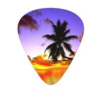 Guitar Picks,Sunset Tropical Coconut Trees Landscape For Acoustic Guitar, Electric Guitar, Bass,Ukulele Three Size(12 Pack)