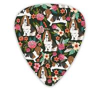 Guitar Picks Sweet Basset Hound And Vintage Florals Premium Guitar Picks 12 Pieces Ukulele Picks Including 0.46 mm 0.71 mm 0.96 mm