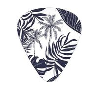 Guitar Picks,Tropical Palm Trees Leaves Silhouette Hawaiian For Acoustic Guitar, Electric Guitar, Bass,Ukulele Three Size(12 Pack)