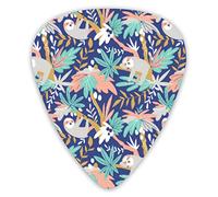 Guitar Picks Tropical Pattern With Cute Sloth Premium Picks Sampler Unique Guitar Gift (12 Count)