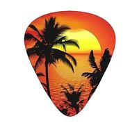 Guitar Picks Tropical Sunset 12 Pack Thin Medium Heavy Guitar Plectrums Guitar Accessories For Bass, Guitars With Organizer Storage Box