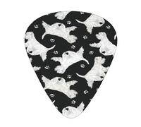 Guitar Picks,Trotting West Highland White Terriers And Paw S Black For Acoustic Guitar, Electric Guitar, Bass,Ukulele Three Size(12 Pack)
