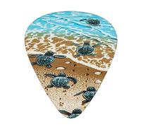 Guitar Picks,Turtles On The Beach For Acoustic Guitar, Electric Guitar, Bass,Ukulele Three Size(12 Pack)