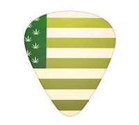 Guitar Picks, Ukulele Picks American marijuana weed leaf flag green Guitar Picks 0.46mm/0.71mm/0.96mm Guitar Plectrums 12 Pack for Bass, Acoustic & Electric Guitars