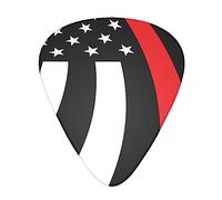 Guitar Picks, Ukulele Picks American Thin Red Line Flag pattern Guitar Picks 0.46mm/0.71mm/0.96mm Guitar Plectrums 12 Pack for Bass, Acoustic & Electric Guitars