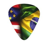 Guitar Picks Variety Pack - Smooth Edges, Durable & Clear Patterns - 3 Thickness Options American and Brazilian Flags