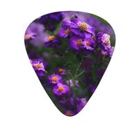 Guitar Picks Variety Pack - Smooth Edges, Durable & Clear Patterns - 3 Thickness Options Blooming Purple Blossoms
