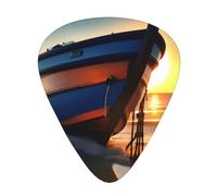 Guitar Picks Variety Pack - Smooth Edges, Durable & Clear Patterns - 3 Thickness Options Boat Beach Sunrise Time Nautical
