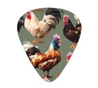 Guitar Picks Variety Pack - Smooth Edges, Durable & Clear Patterns - 3 Thickness Options Chicken And Rooster Print