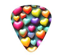Guitar Picks Variety Pack - Smooth Edges, Durable & Clear Patterns - 3 Thickness Options colorful Rainbow Hearts