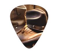 Guitar Picks Variety Pack - Smooth Edges, Durable & Clear Patterns - 3 Thickness Options Cowboy Hat and Boots