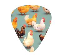 Guitar Picks Variety Pack - Smooth Edges, Durable & Clear Patterns - 3 Thickness Options cute chicken walking