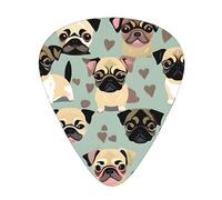 Guitar Picks Variety Pack - Smooth Edges, Durable & Clear Patterns - 3 Thickness Options Cute Chihuahua Pug Pattern