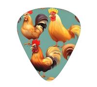 Guitar Picks Variety Pack - Smooth Edges, Durable & Clear Patterns - 3 Thickness Options Cute Rooster Chickens