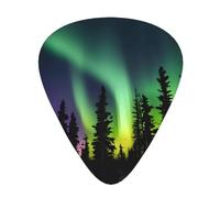 Guitar Picks Variety Pack - Smooth Edges, Durable & Clear Patterns - 3 Thickness Options Dark Northern Lights Print